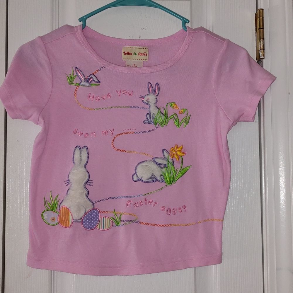 Toffee Apple pink Easter Have you seen my Easter eggs shirt Sz 6